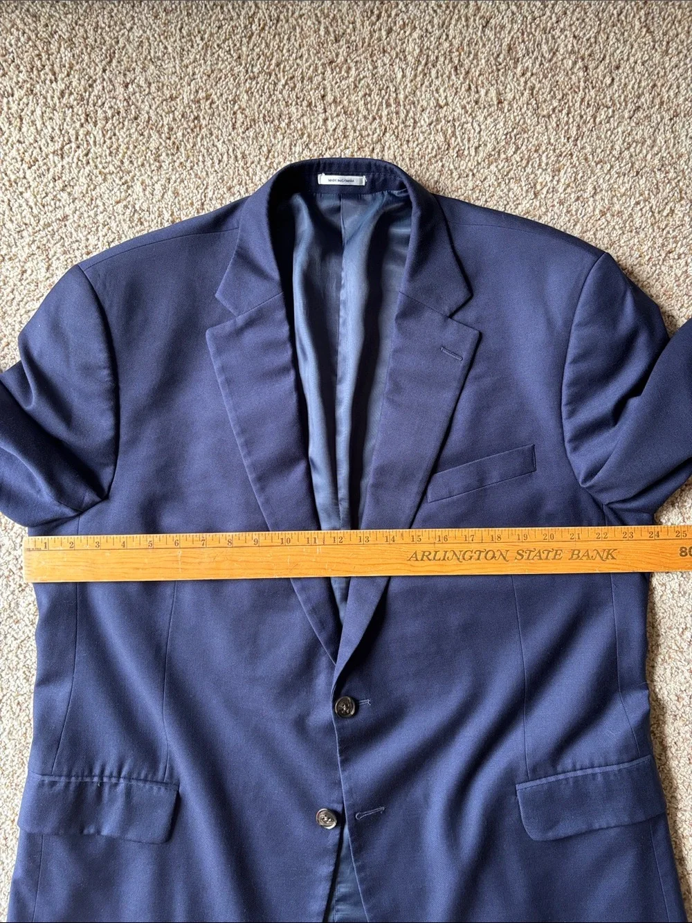 Peter Millar Classic Navy Blue Hopsack Wool 2 Btn Blazer Jacket Coat 48 L Tall